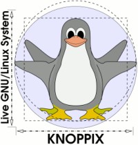 Logo de Knoppix. Un manchot Tux inscrit dans un cercle.